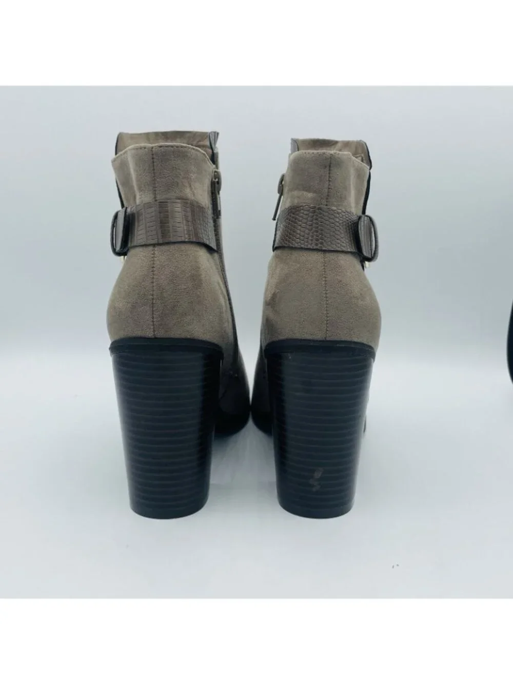 Shoedazzle Shoes Womens Size 8.5 Taupe Octavia Zip High Heeled Ankle Booties